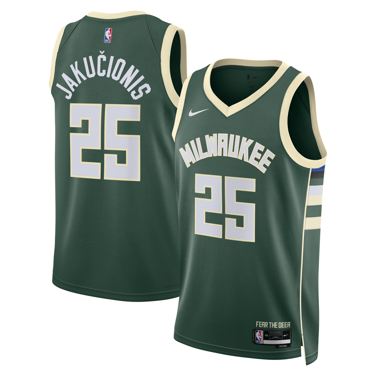 Milwaukee Bucks Icon Edition Swingman Jersey - White - Kasparas Jakučionis product image 1, provided for visual reference