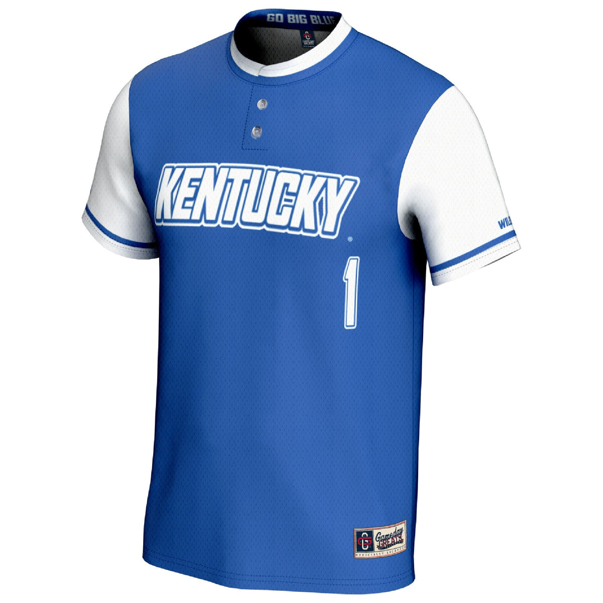 #1 Kentucky Wildcats Lightweight Softball Fashion Jersey - Royal/White product image 3, provided for visual reference and