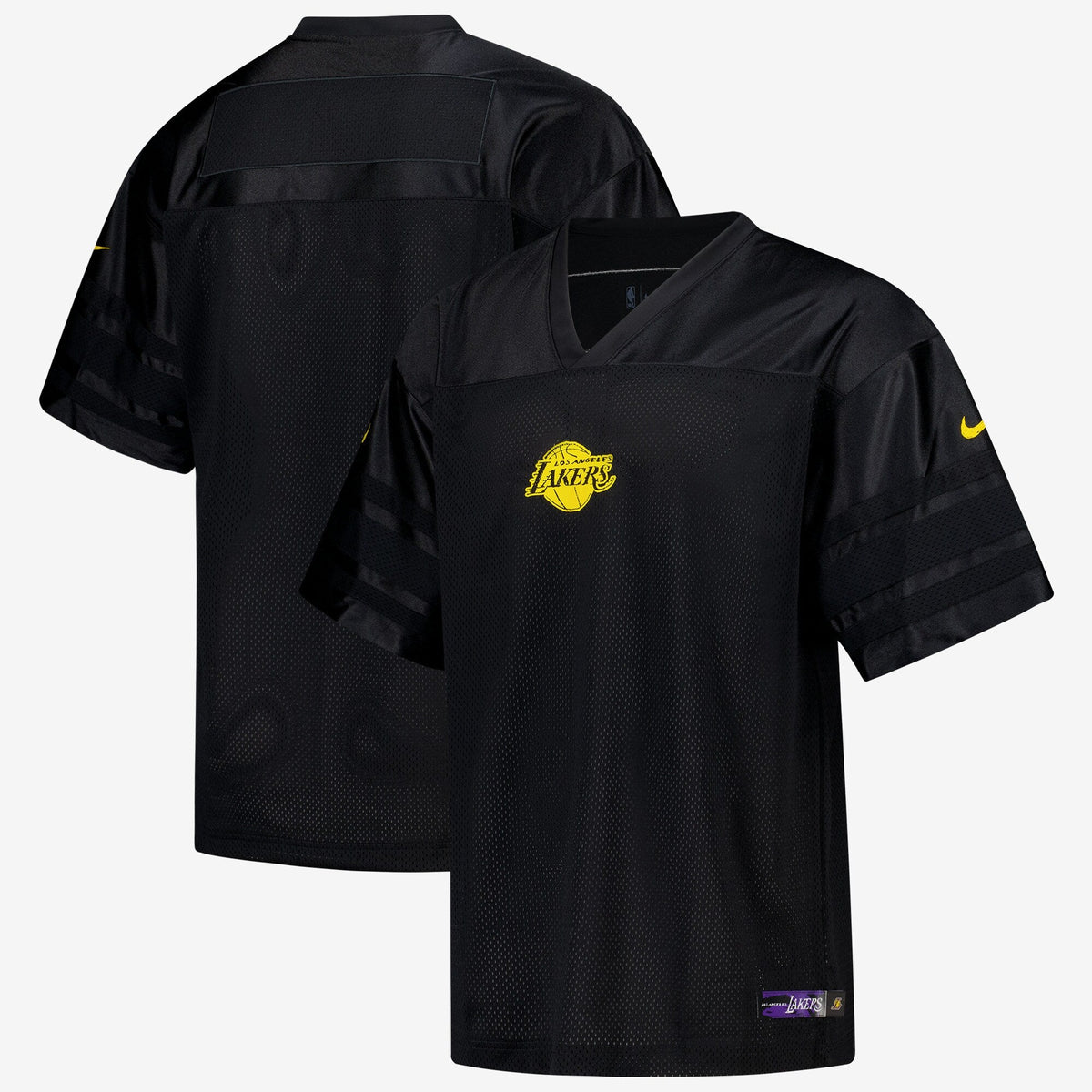 Los Angeles Lakers Courtside Football Jersey - Black product image 1, provided for visual reference and product detail review