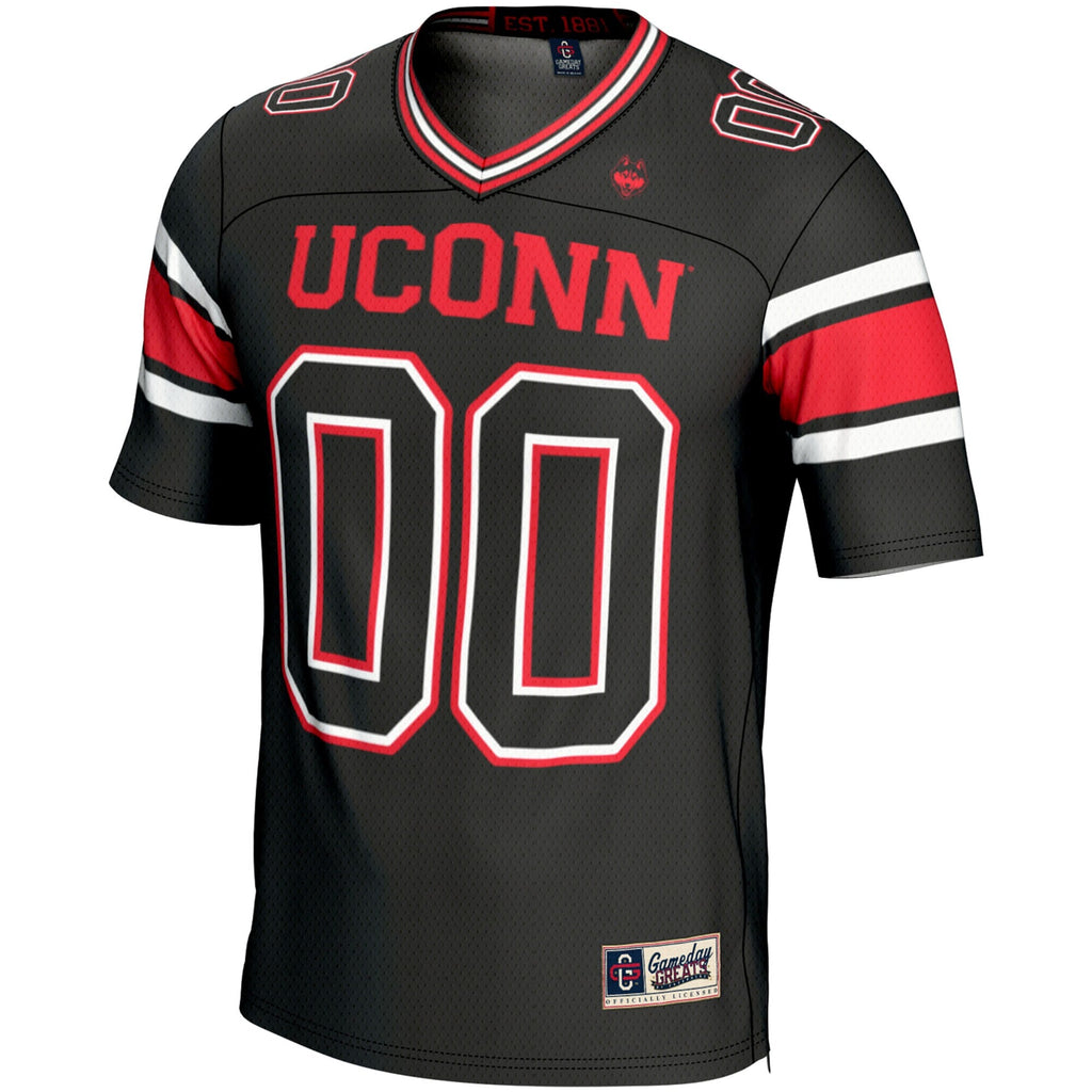UConn Huskies NIL Pick-A-Player Football Jersey - Black product image 3, provided for visual reference and product detail
