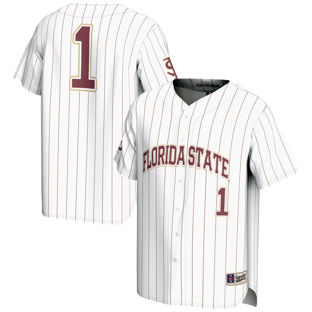 #1 Florida State Seminoles Lightweight Baseball Jersey - White product image 2, provided for visual reference and product