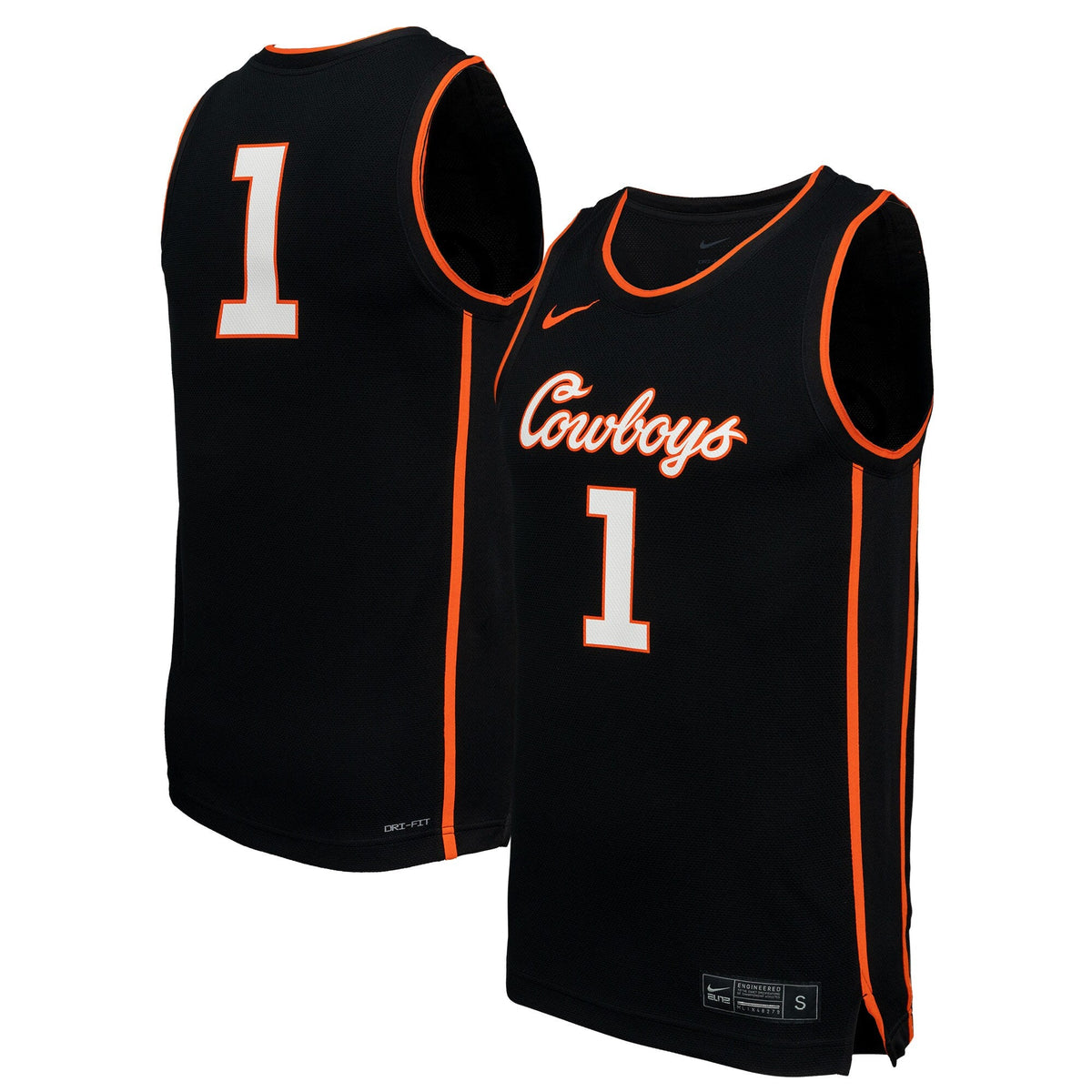 #1 Oklahoma State Cowboys Replica Basketball Jersey - Black product image 2, provided for visual reference and product