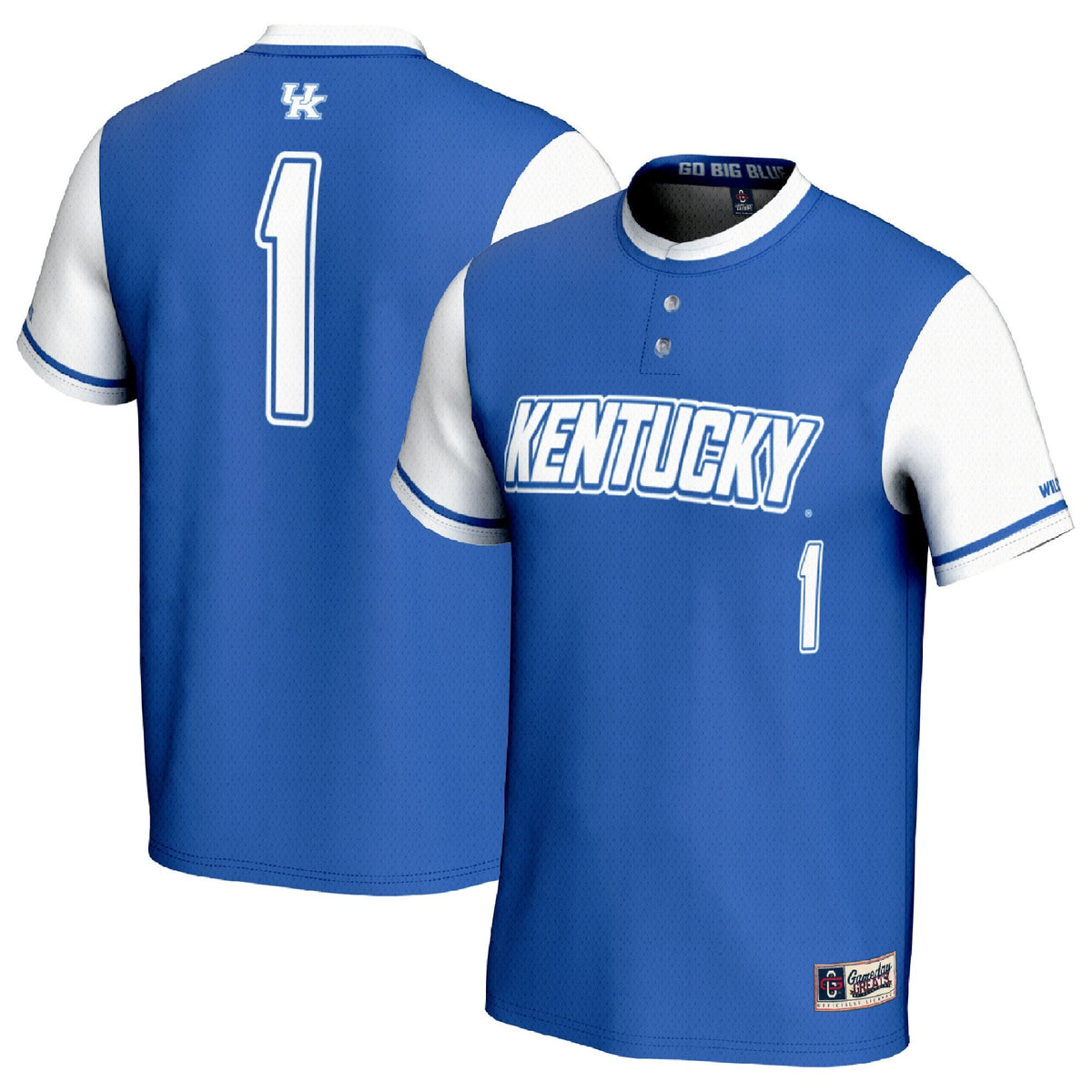 #1 Kentucky Wildcats Lightweight Softball Fashion Jersey - Royal/White product image 1, provided for visual reference and