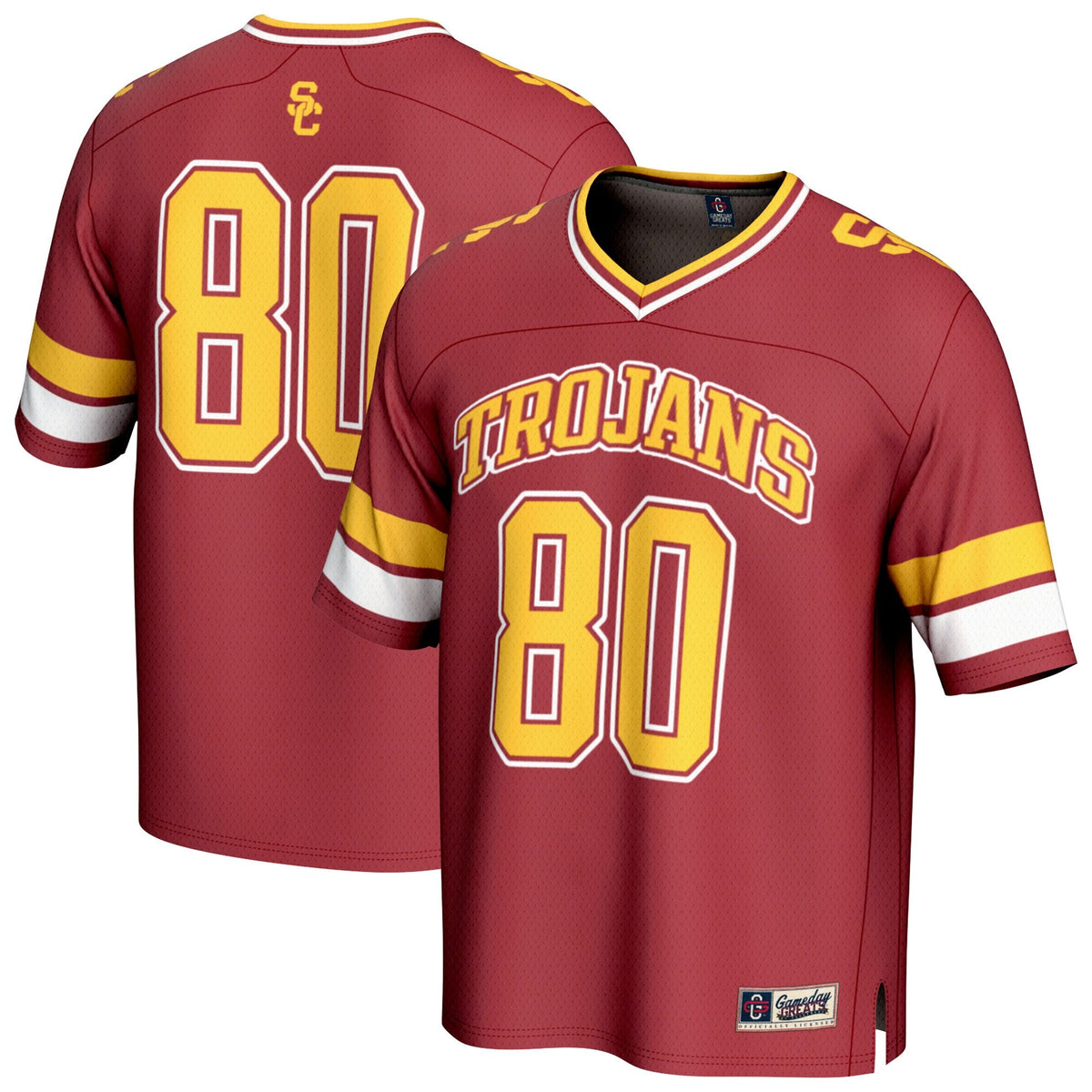 #80 USC Trojans Lightweight Collegiate Football Fashion Jersey - Cardinal product image 1, provided for visual reference and