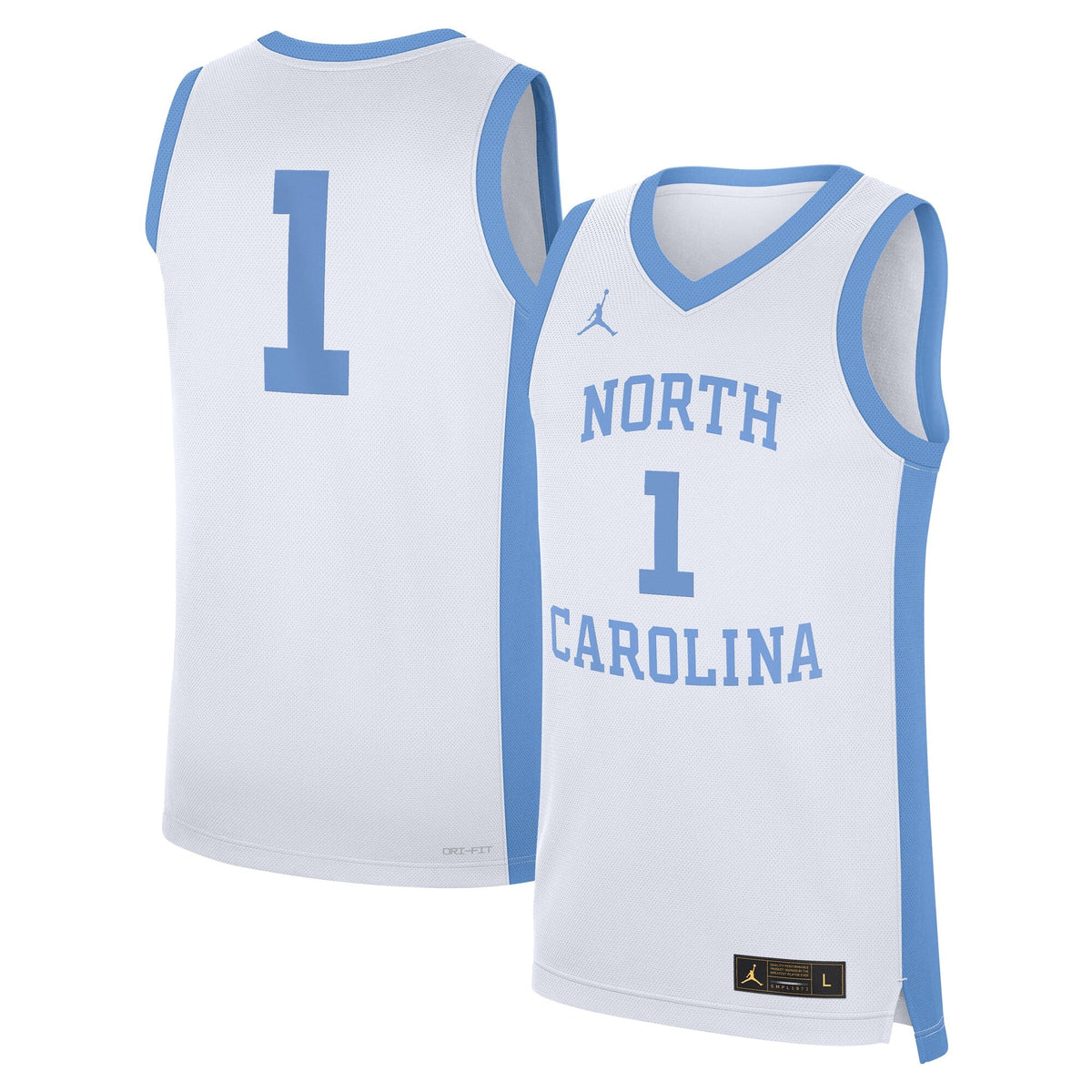 #1 North Carolina Tar Heels Alternate Replica Jersey - White product image 1, provided for visual reference and product