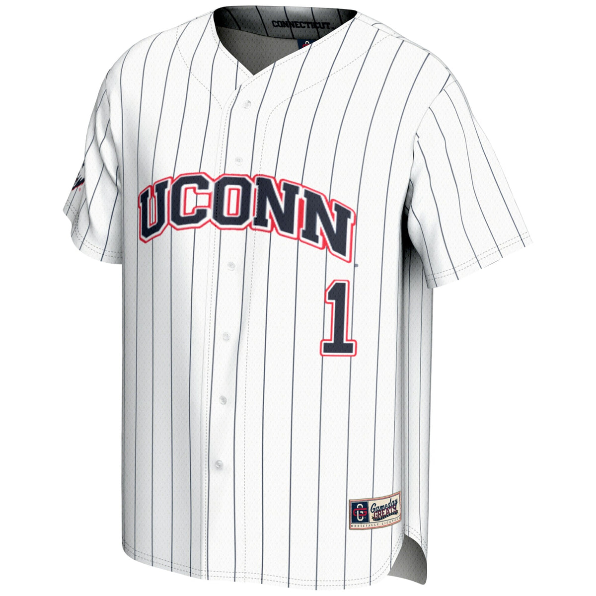 #1 UConn Huskies Lightweight Baseball Jersey - White product image 3, provided for visual reference and product detail review