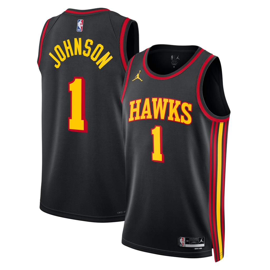 Atlanta Hawks Statement Edition Swingman Jersey - Black - Jalen Johnson product image 2, provided for visual reference and