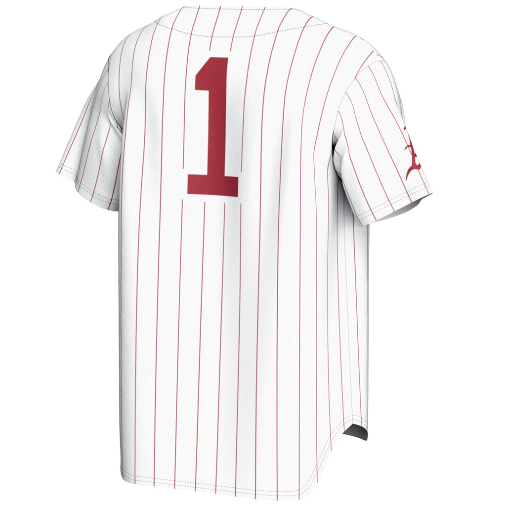 #1 Arkansas Razorbacks Lightweight Baseball Jersey - White product image 4, provided for visual reference and product detail