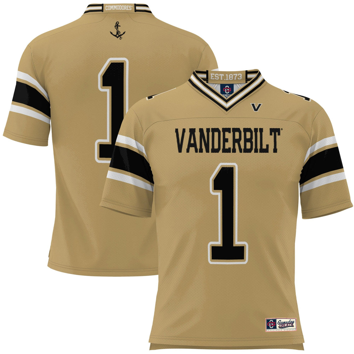 #1 Vanderbilt Commodores Football Jersey - Gold product image 1, provided for visual reference and product detail review