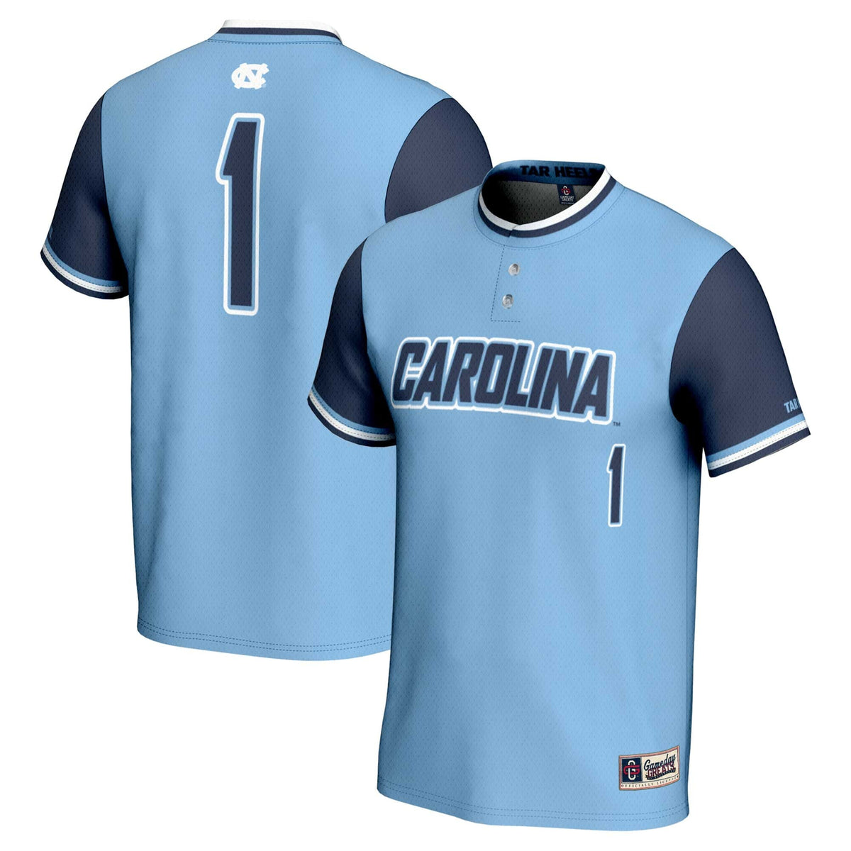#1 North Carolina Tar Heels Lightweight Softball Jersey - Carolina Blue product image 2, provided for visual reference and