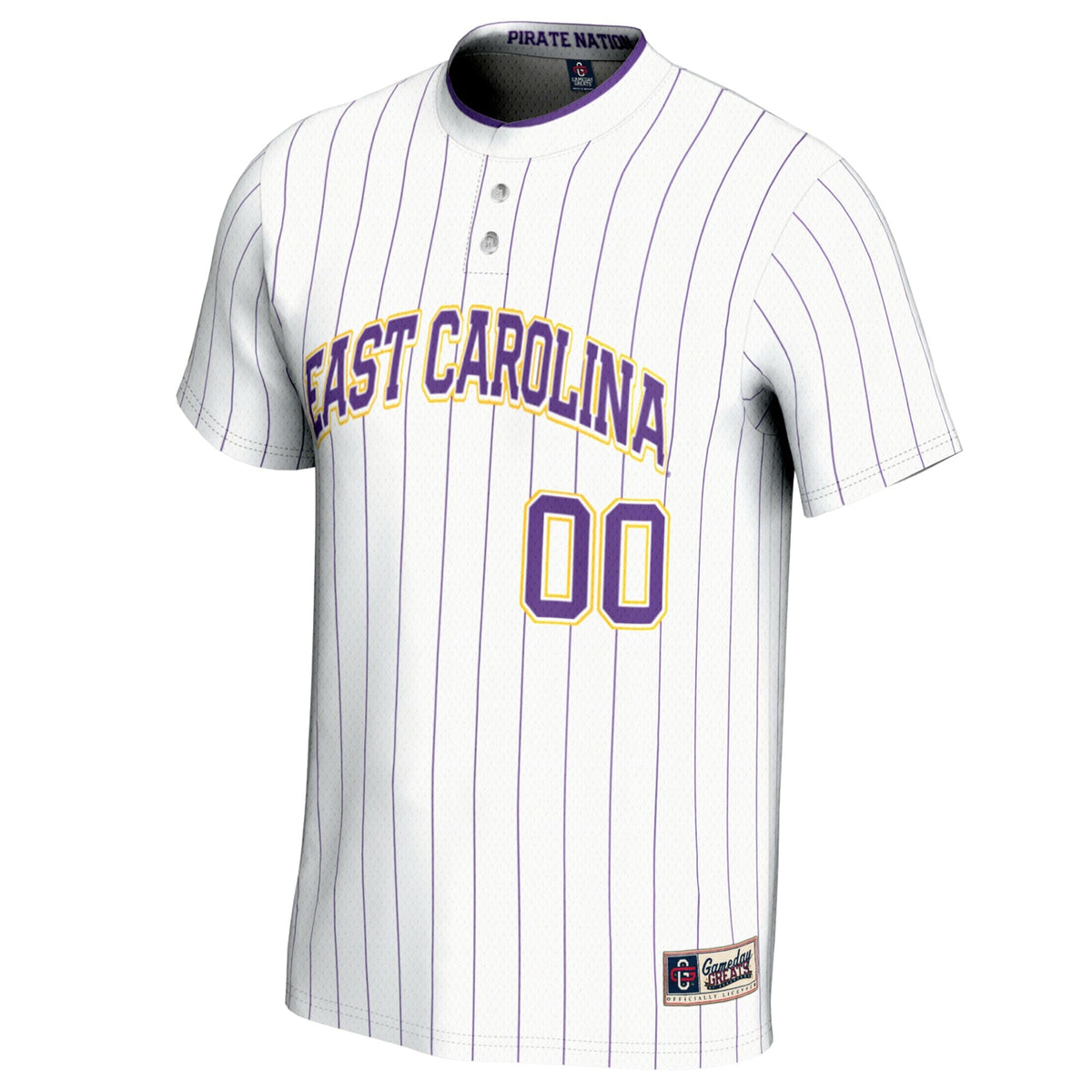 ECU Pirates NIL Pick-A-Player Lightweight Softball Jersey - White product image 3, provided for visual reference and product
