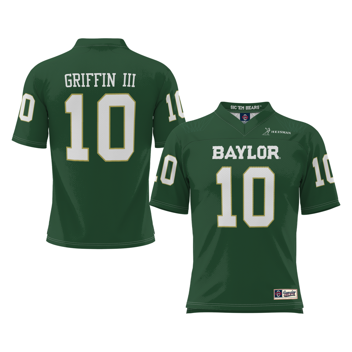 Robert Griffin III Baylor Bears Heisman Football Jersey - Green product image 1, provided for visual reference and product