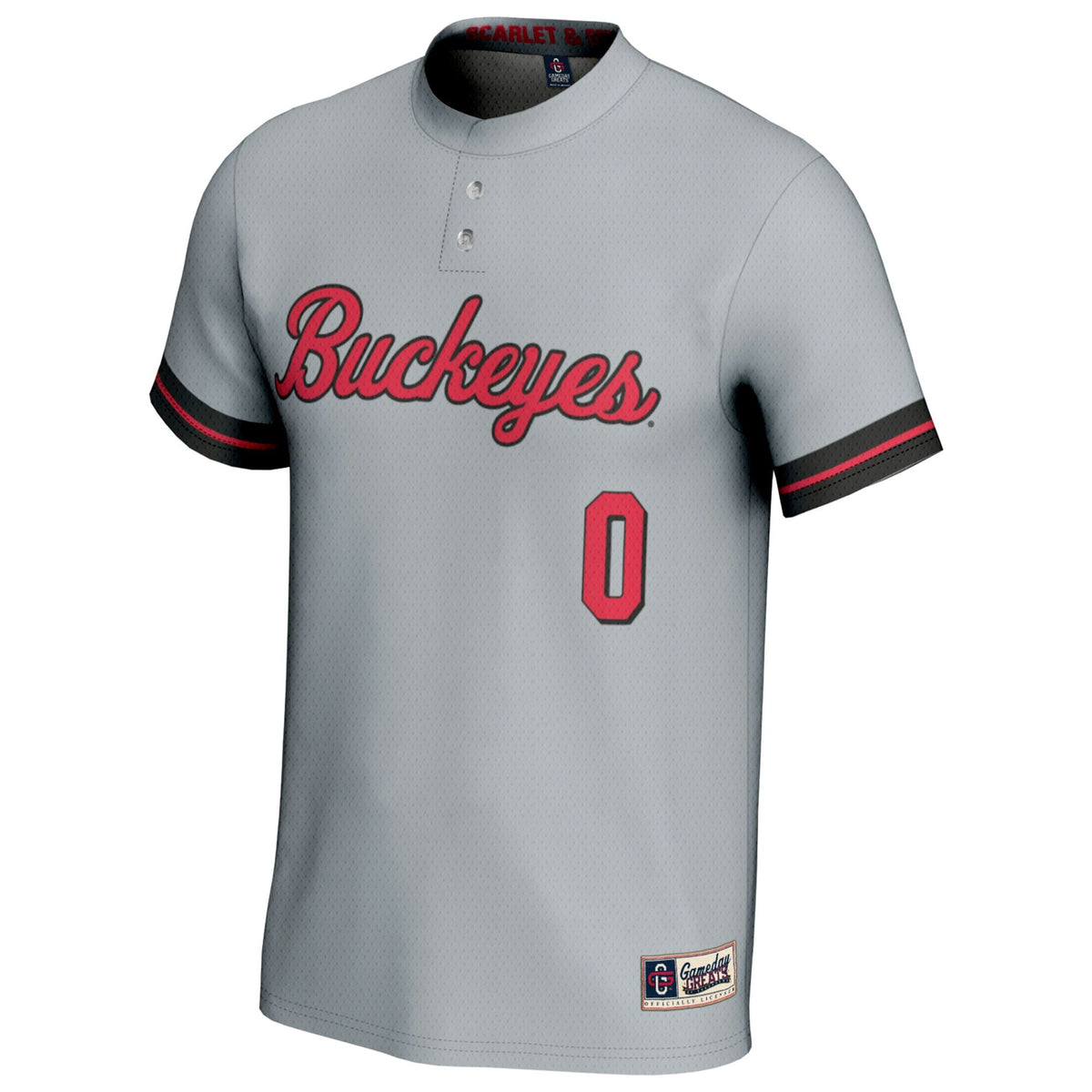 #0 Ohio State Buckeyes Softball Lightweight Fashion Jersey - Gray product image 3, provided for visual reference and product