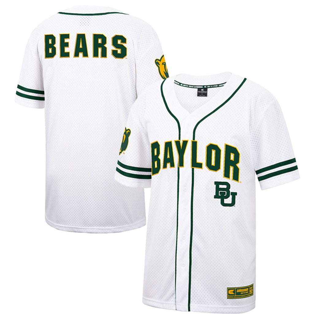 Baylor Bears Free Spirited Mesh Button-Up Baseball Jersey - White product image 2, provided for visual reference and product