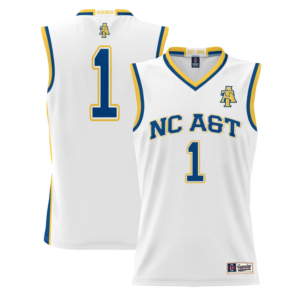 #1 North Carolina A&T Aggies Lightweight Basketball Jersey - White product image 2, provided for visual reference and
