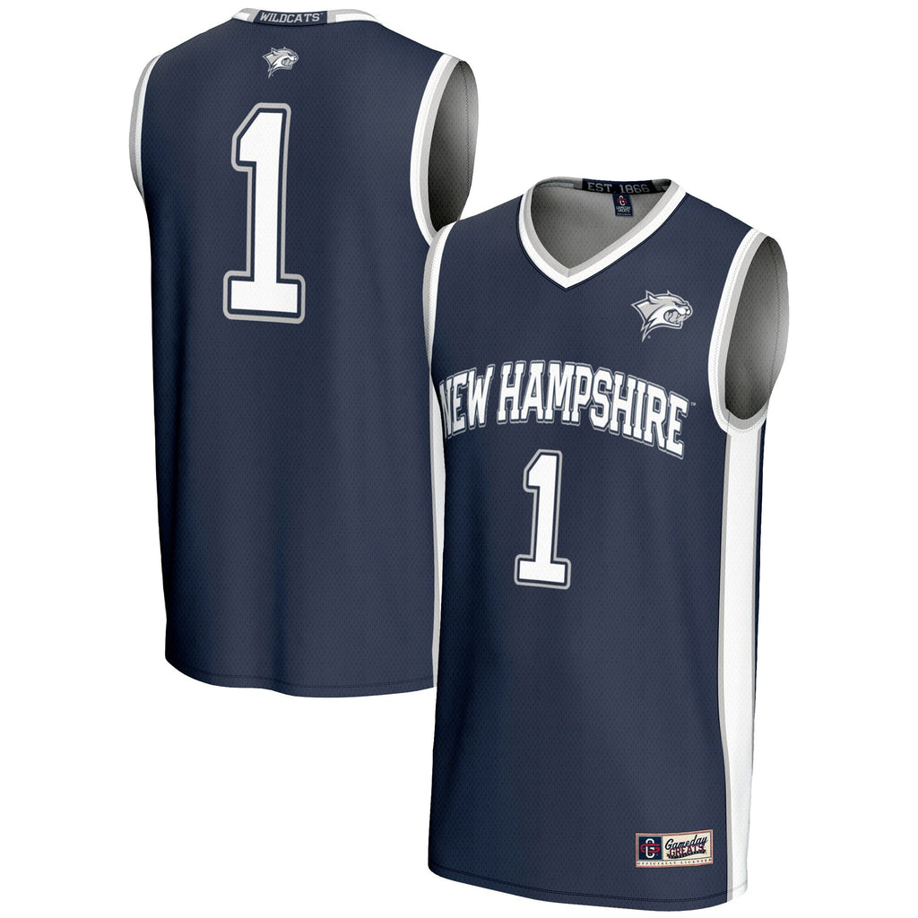 #1 New Hampshire Wildcats Lightweight Basketball Jersey - Blue product image 1, provided for visual reference and product