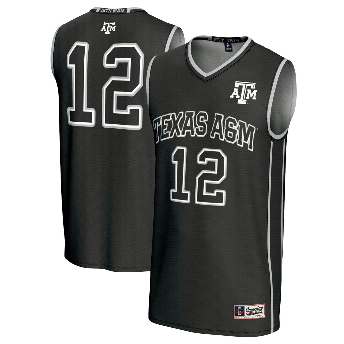 #12 Texas A&M Aggies Basketball Lightweight Fashion Jersey - Black product image 1, provided for visual reference and