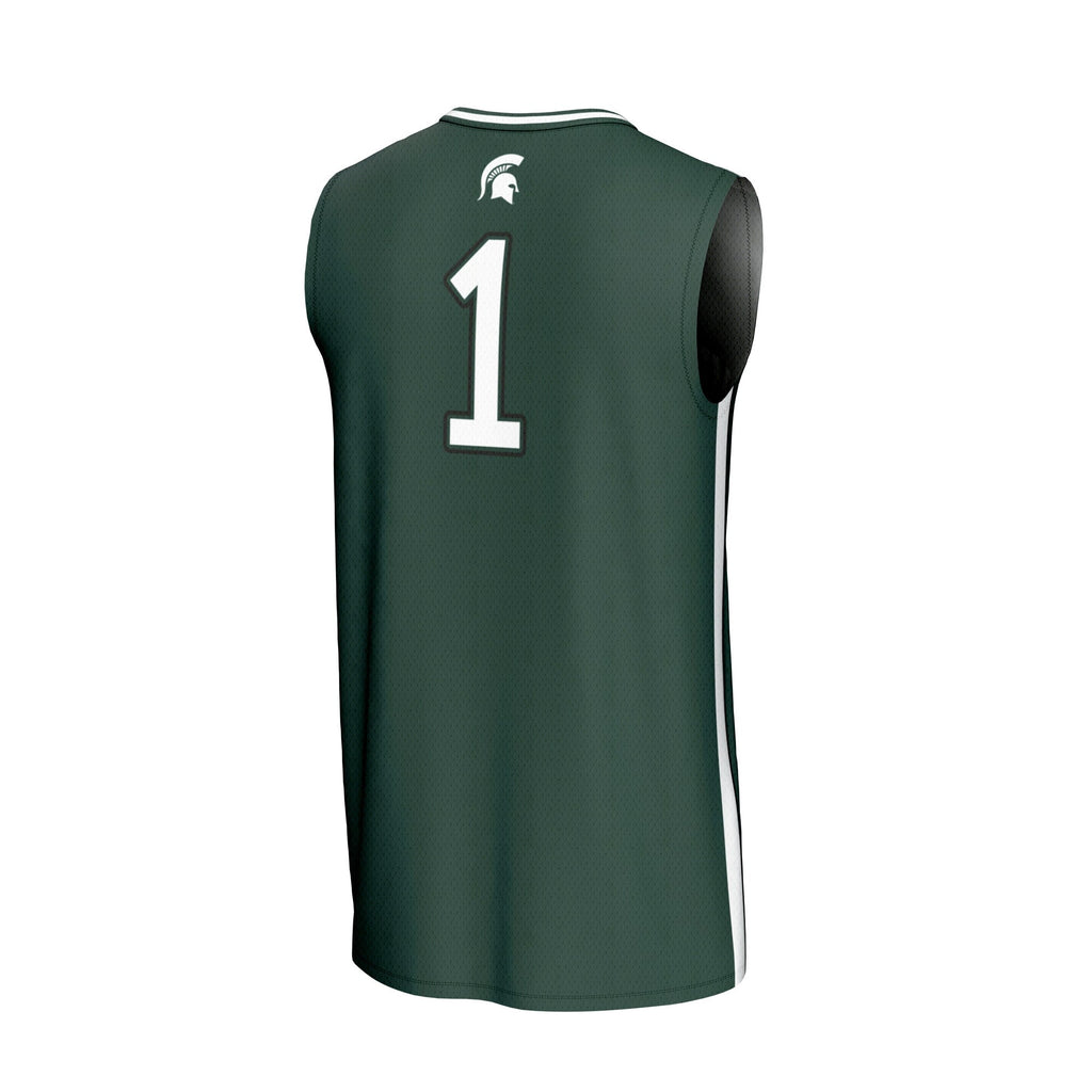 #1 Michigan State Spartans Lightweight Collegiate Basketball Fashion Jersey - Green product image 4, provided for visual