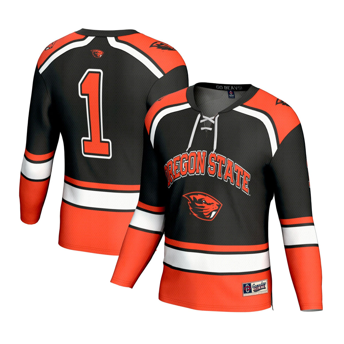 #1 Oregon State Beavers Lightweight Hockey Fashion Jersey - Black product image 2, provided for visual reference and product