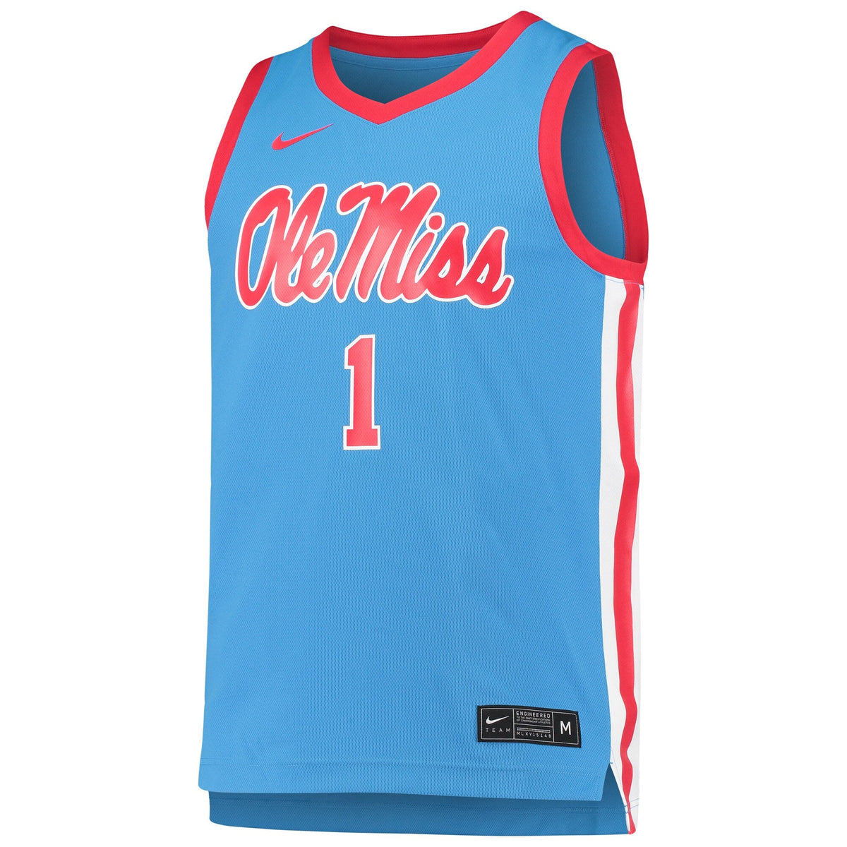 #1 Ole Miss Rebels Replica Basketball Jersey - Light Blue product image 3, provided for visual reference and product detail