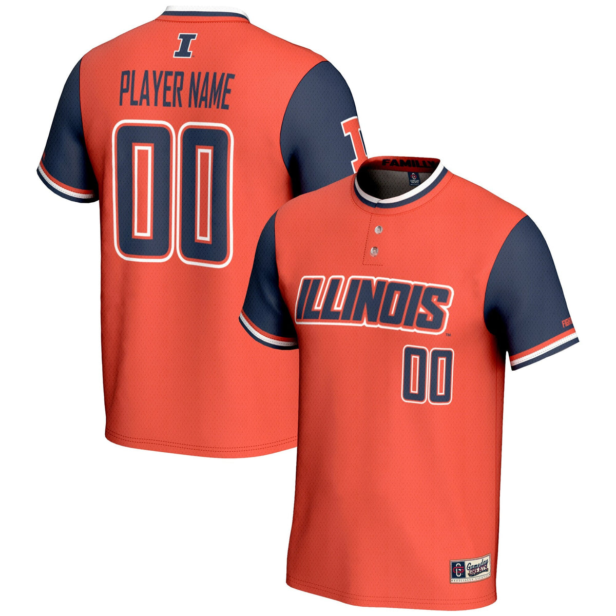 Illinois Fighting Illini NIL Pick-A-Player Lightweight Softball Jersey - Orange product image 1, provided for visual