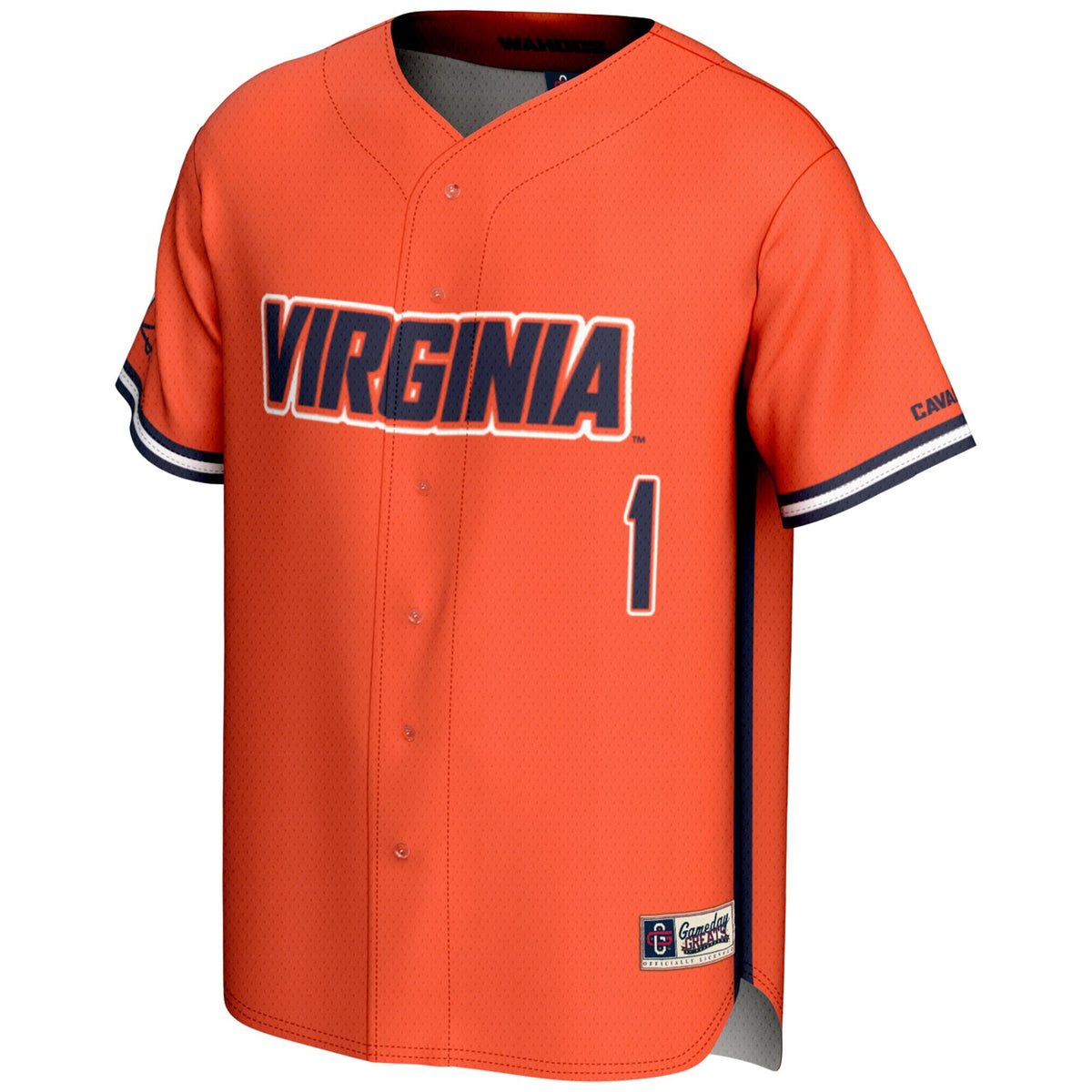 #1 Virginia Cavaliers Lightweight Baseball Jersey - Orange product image 3, provided for visual reference and product detail