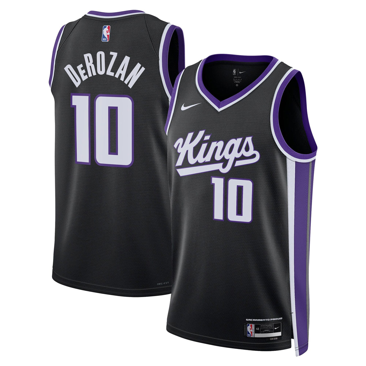 Sacramento Kings Icon Edition Swingman Jersey - Black - DeMar DeRozan product image 1, provided for visual reference and