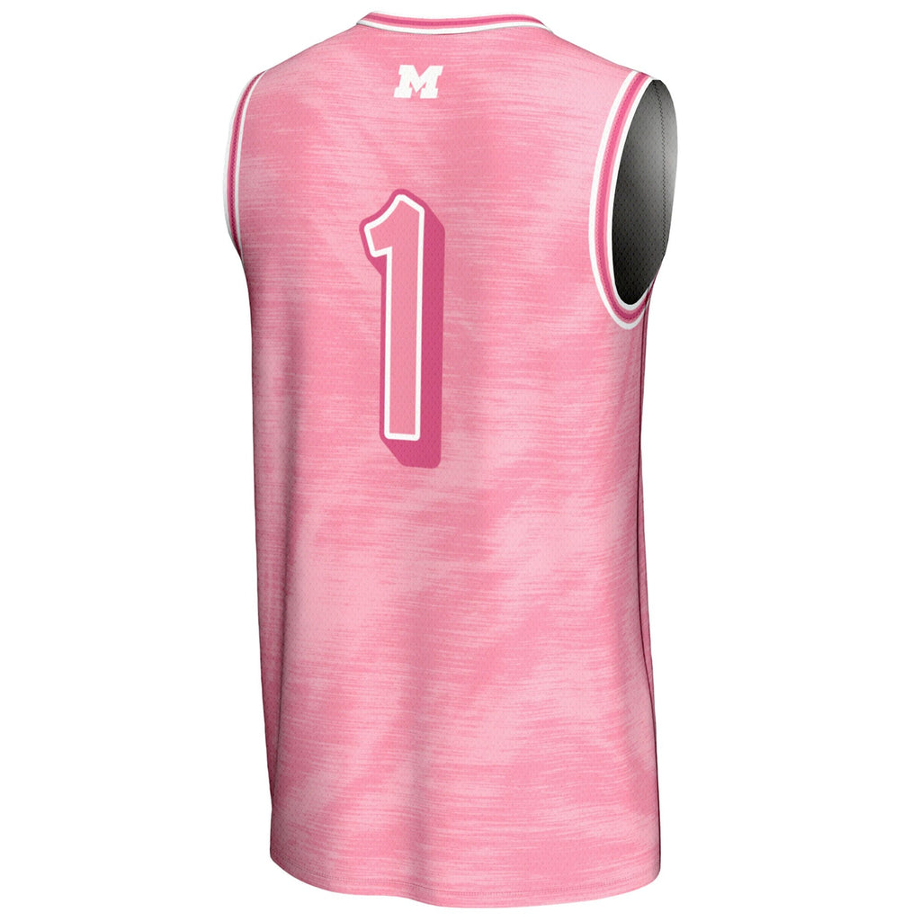 #1 Michigan Wolverines Lightweight Basketball Fashion Jersey - Pink product image 4, provided for visual reference and