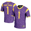 LSU Tigers #1 Purple Highlight Print Football Fashion Jersey product image 1, provided for visual reference and product