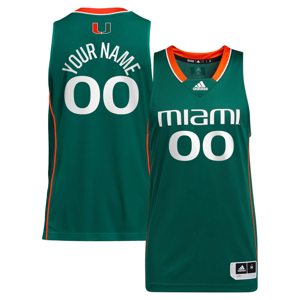 Miami Hurricanes Custom Alternate Basketball Jersey - Green product image 2, provided for visual reference and product