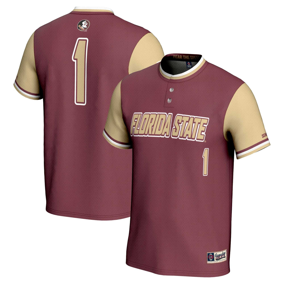 #1 Florida State Seminoles Lightweight Softball Jersey - Garnet product image 2, provided for visual reference and product