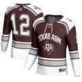#12 Texas A&M Aggies Hockey Fashion Jersey – Maroon product image 1, provided for visual reference and product detail review