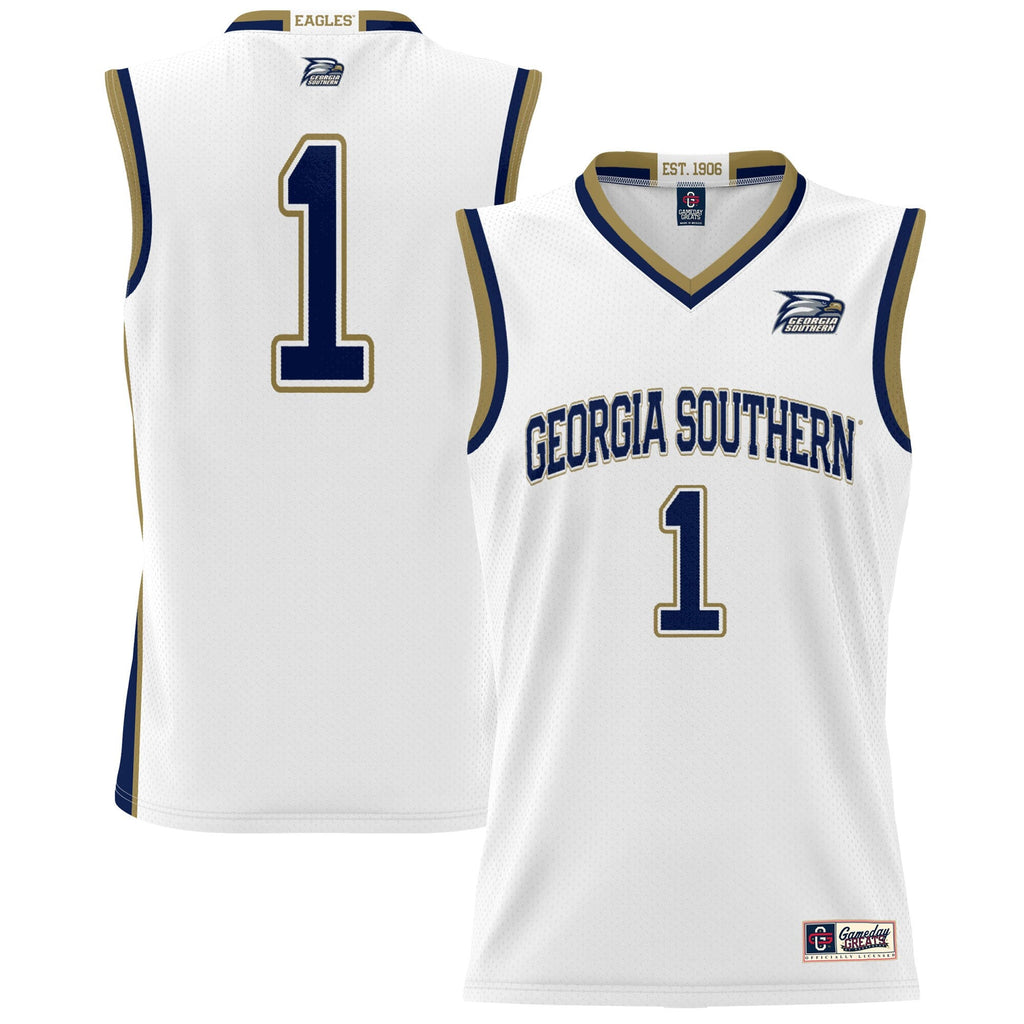 #1 Georgia Southern Eagles Lightweight Basketball Jersey - White product image 1, provided for visual reference and product
