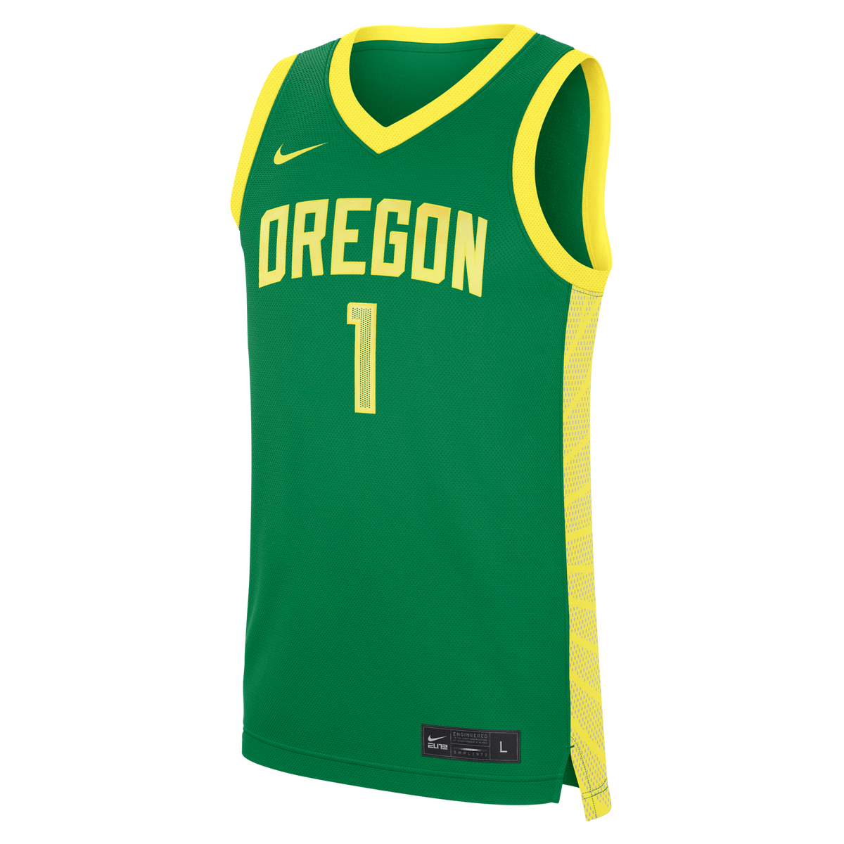 Green Oregon Ducks #1 Road Replica Basketball Jersey product image 3, provided for visual reference and product detail review