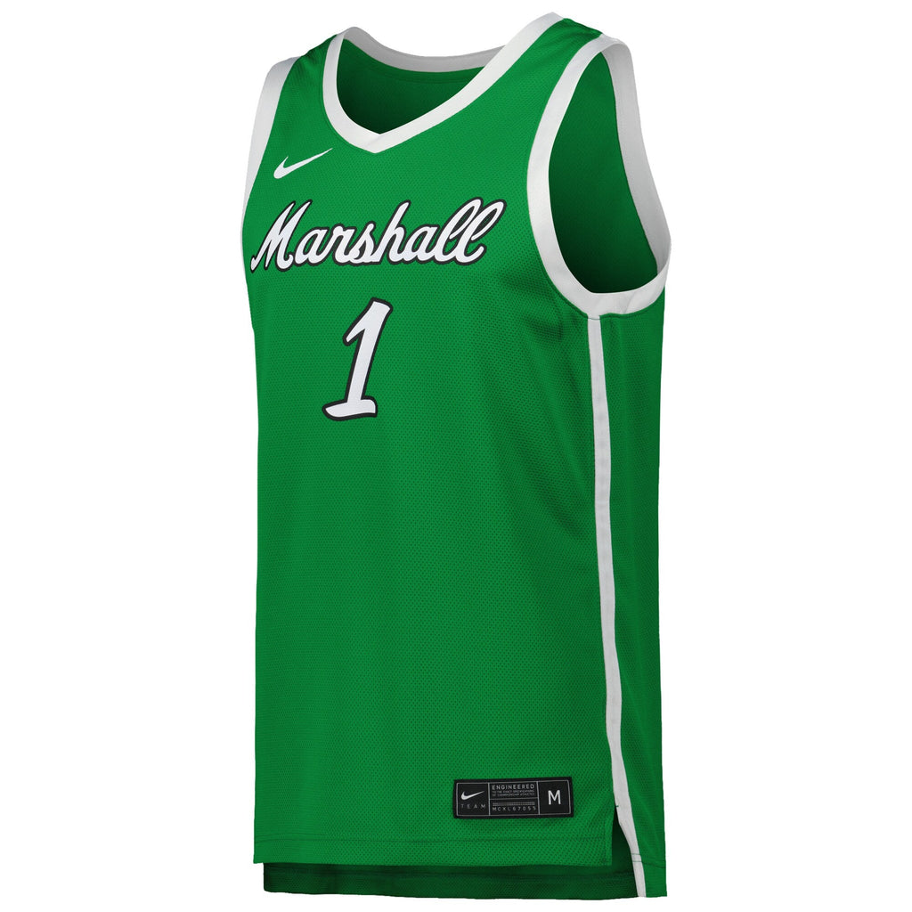 #1 Marshall Thundering Herd Replica Basketball Jersey - Kelly Green product image 3, provided for visual reference and