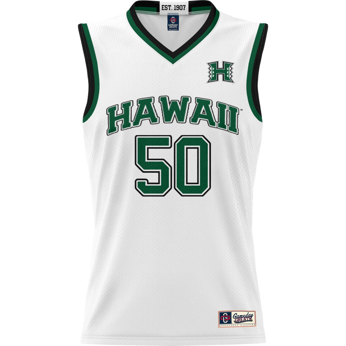 #50 Hawaii Rainbow Warriors Lightweight Basketball Jersey - White product image 3, provided for visual reference and product
