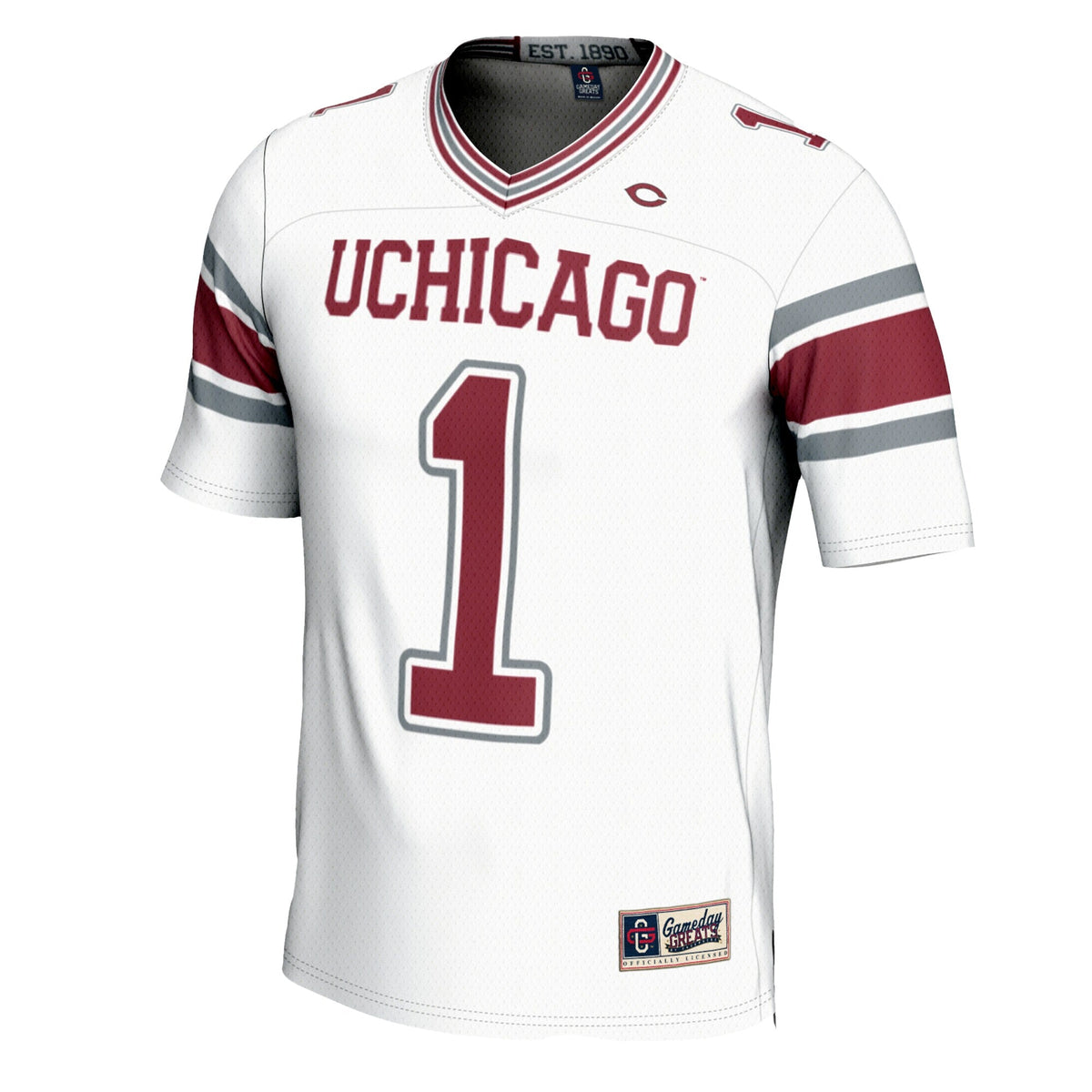 #1 UChicago Maroons Football Jersey - White product image 3, provided for visual reference and product detail review