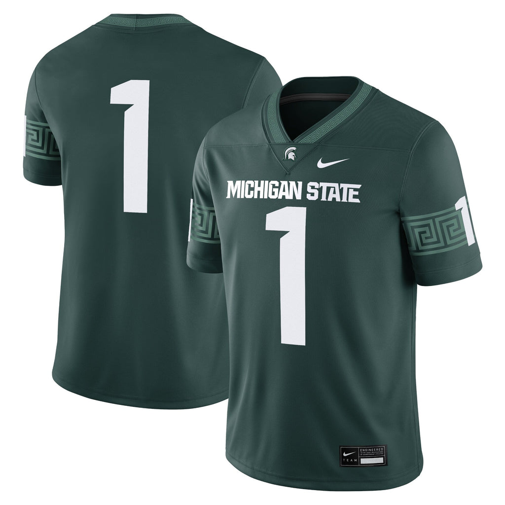 #1 Green Michigan State Spartans Game Jersey product image 2, provided for visual reference and product detail review