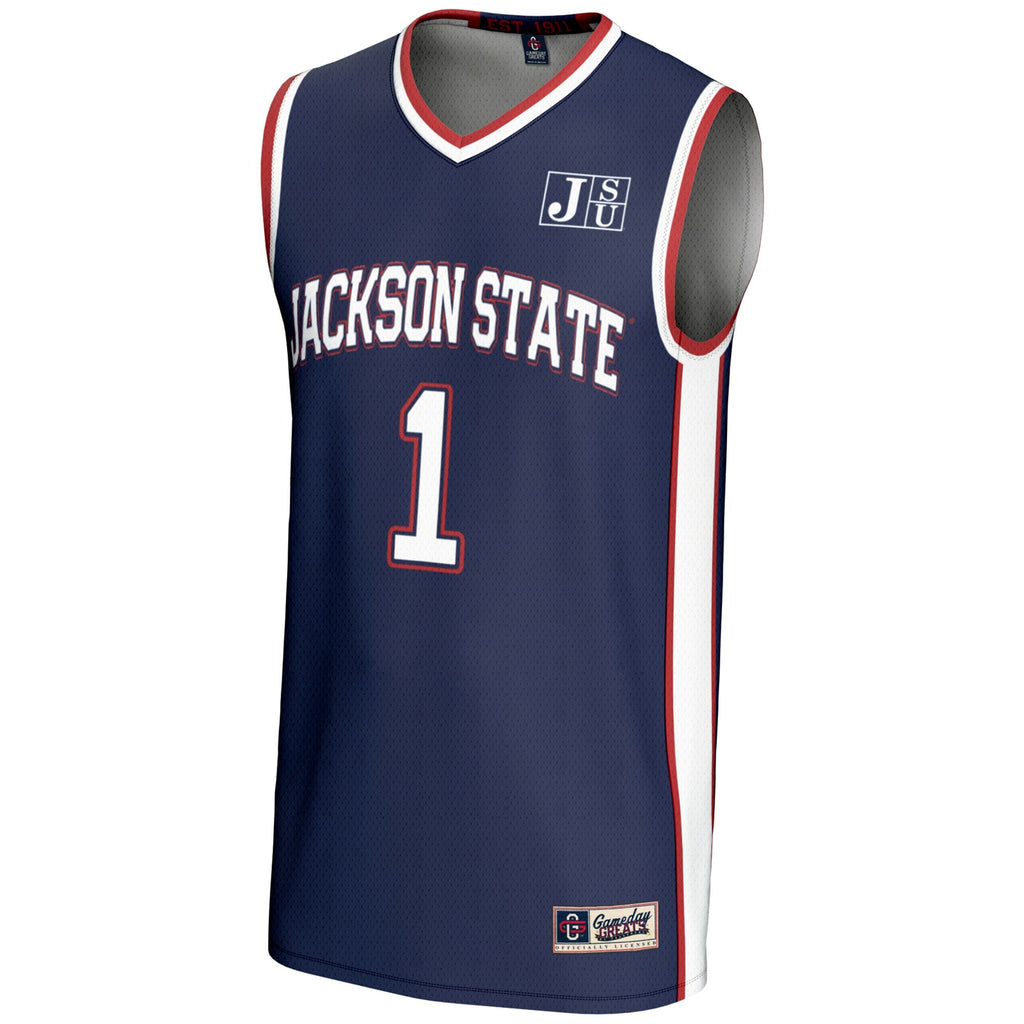 #1 Jackson State Tigers Lightweight Basketball Jersey - Navy product image 3, provided for visual reference and product