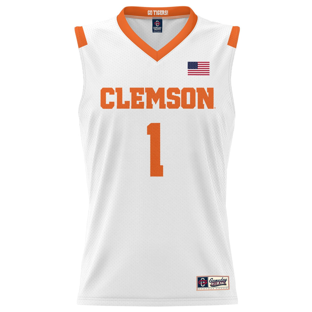 #1 Clemson Tigers Lightweight Basketball Jersey - White product image 3, provided for visual reference and product detail