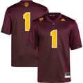 #1 Arizona State Sun Devils Premier Football Jersey - Maroon product image 1, provided for visual reference and product