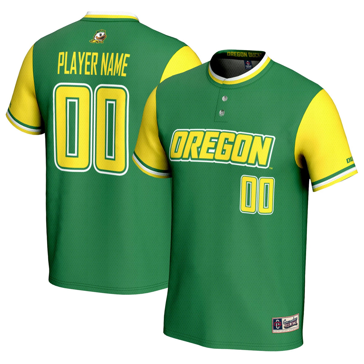Oregon Ducks NIL Pick-A-Player Lightweight Softball Jersey - Green product image 1, provided for visual reference and