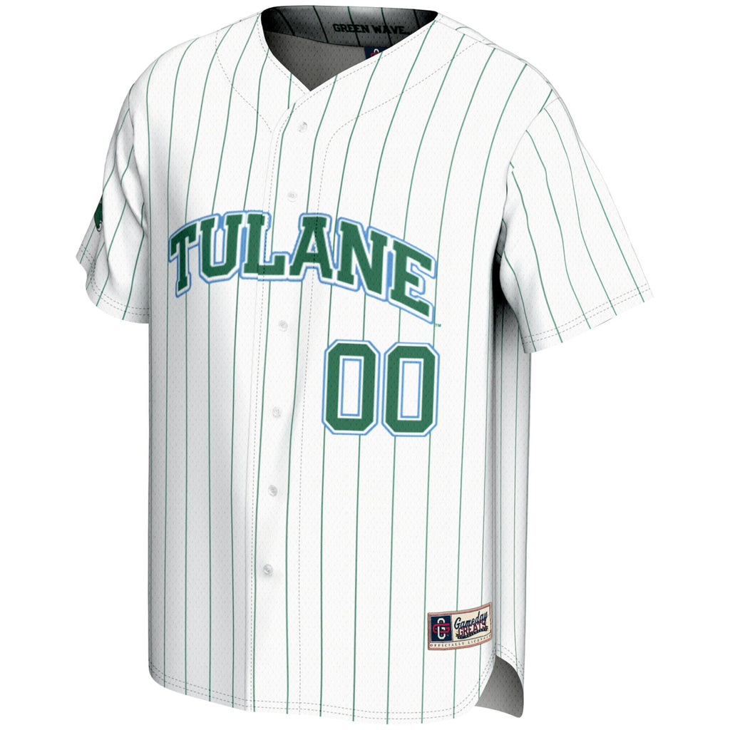 Tulane Green Wave NIL Pick-A-Player Lightweight Baseball Jersey - White product image 3, provided for visual reference and