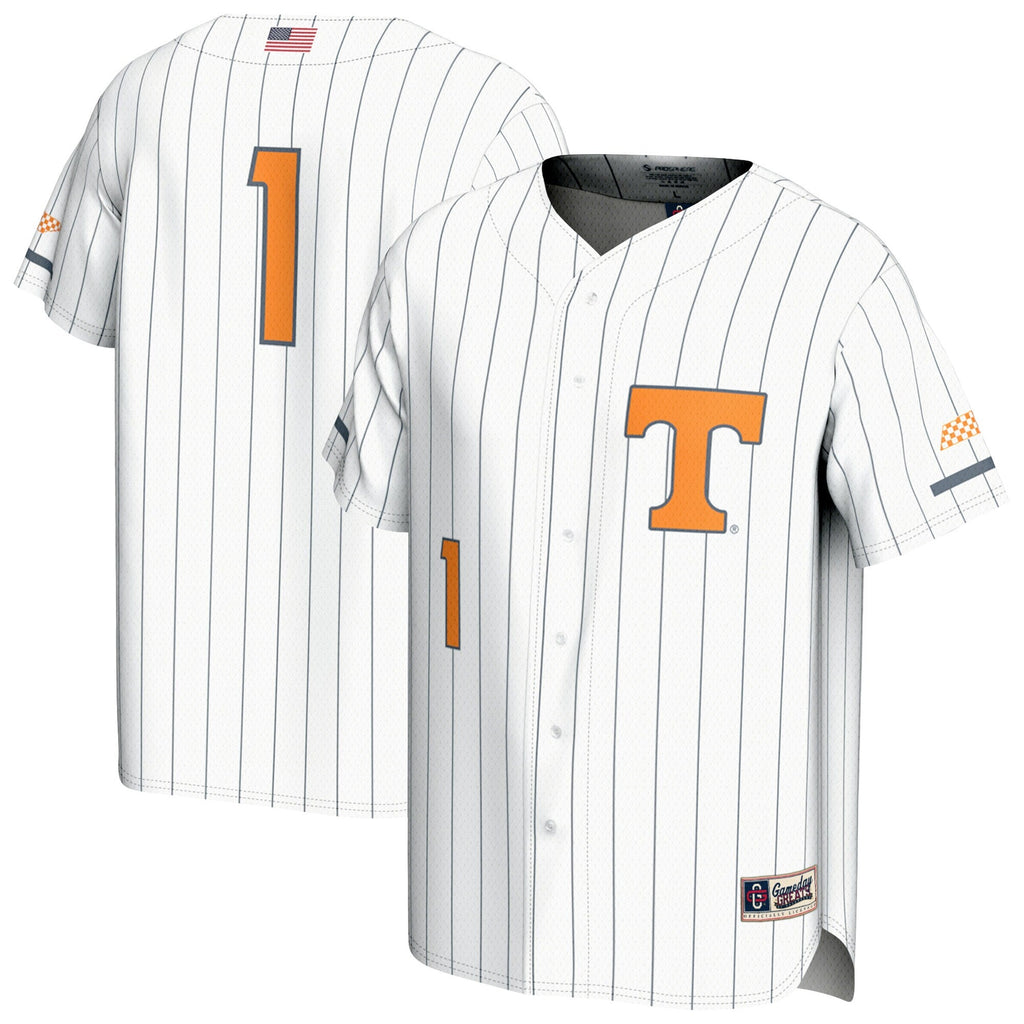 #1 Tennessee Volunteers Lightweight Baseball Fashion Jersey - White product image 1, provided for visual reference and