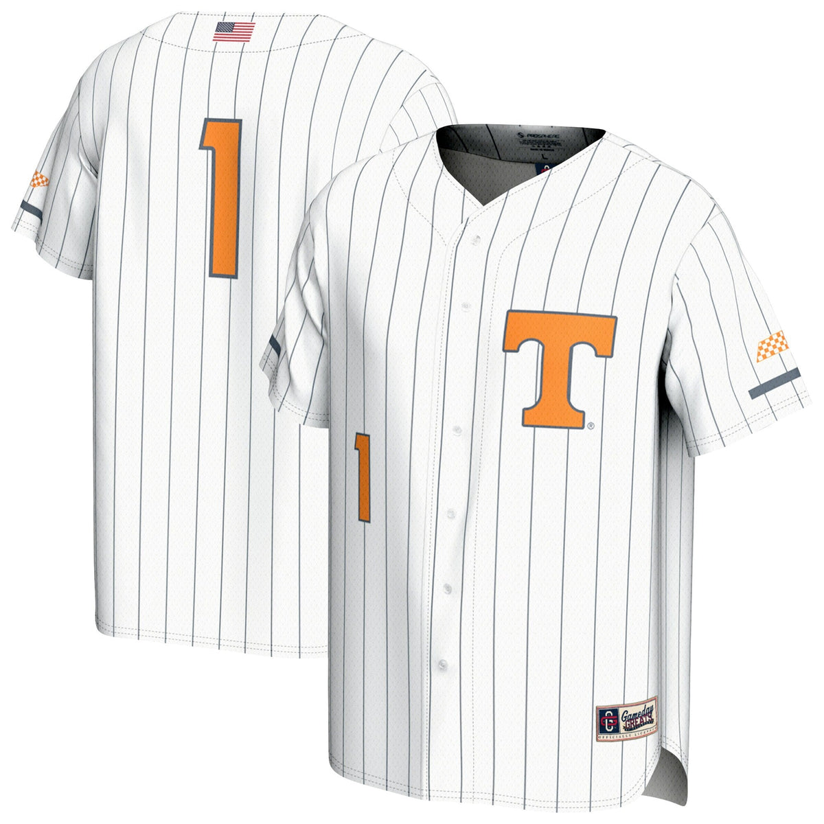 #1 Tennessee Volunteers Lightweight Baseball Fashion Jersey - White product image 1, provided for visual reference and