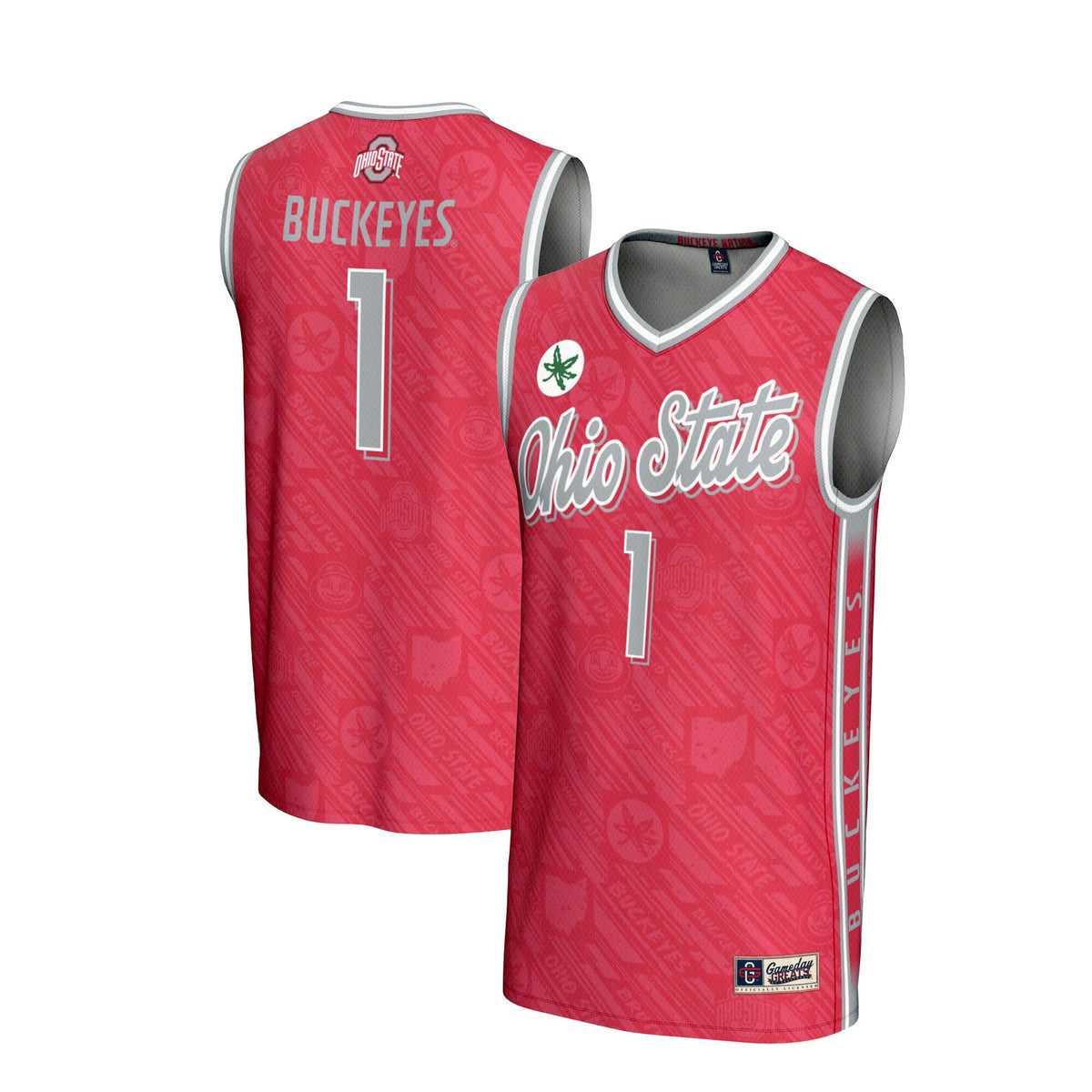 #1 Ohio State Buckeyes Lightweight Highlight Print Basketball Jersey - Scarlet product image 2, provided for visual
