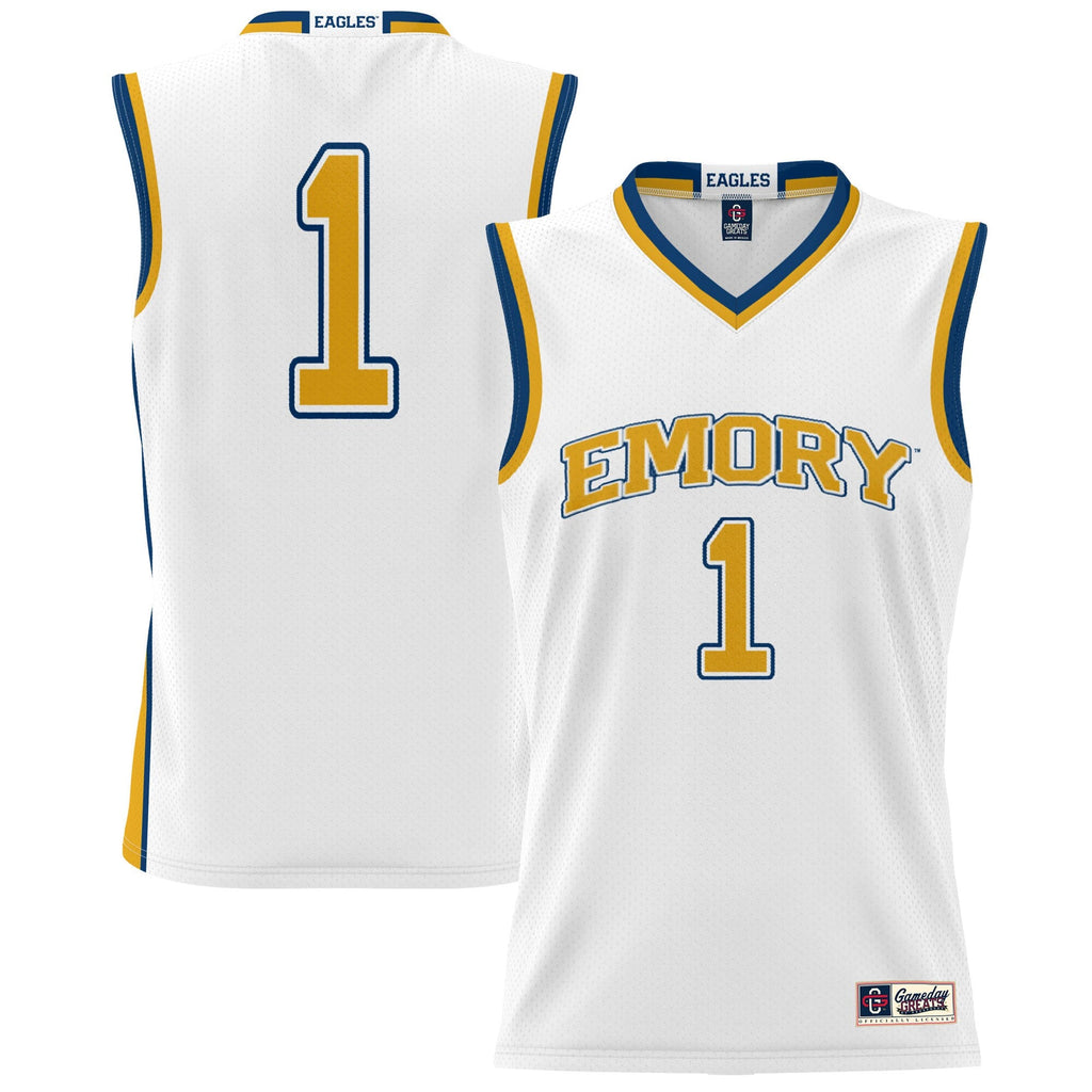 #1 Emory Eagles Lightweight Basketball Jersey - White product image 1, provided for visual reference and product detail