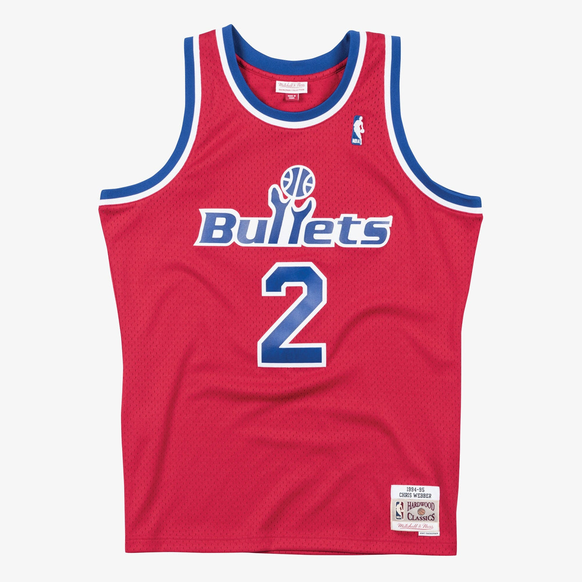 Washington Bullets Chris Webber 1994 Swingman Road Authentic Jersey - Scarlet product image 3, provided for visual reference