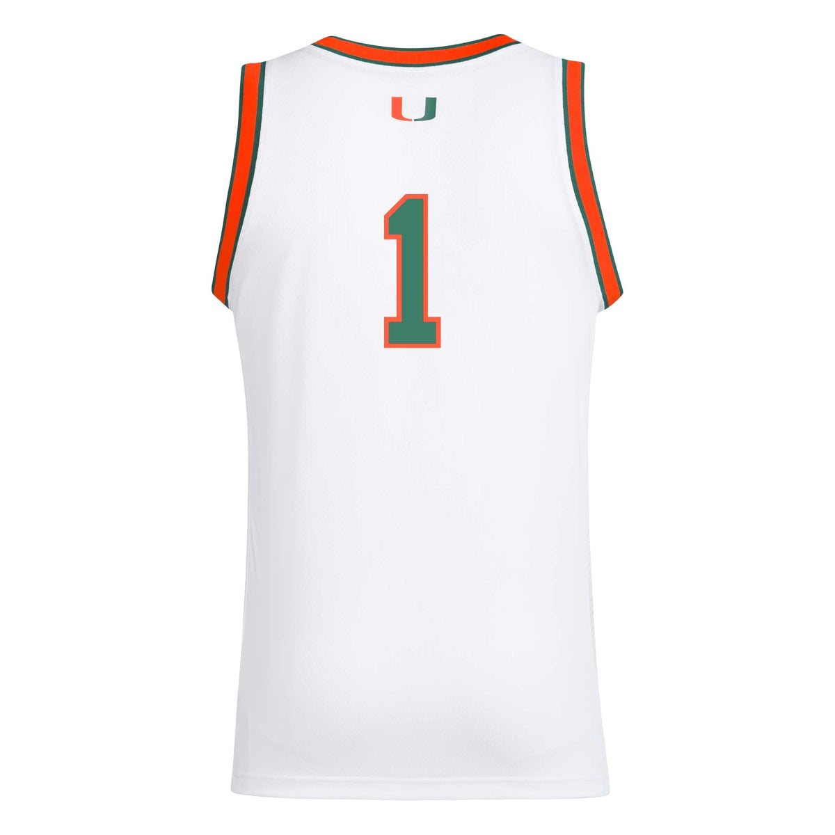 #1 White Miami Hurricanes Replica Swingman Jersey product image 4, provided for visual reference and product detail review