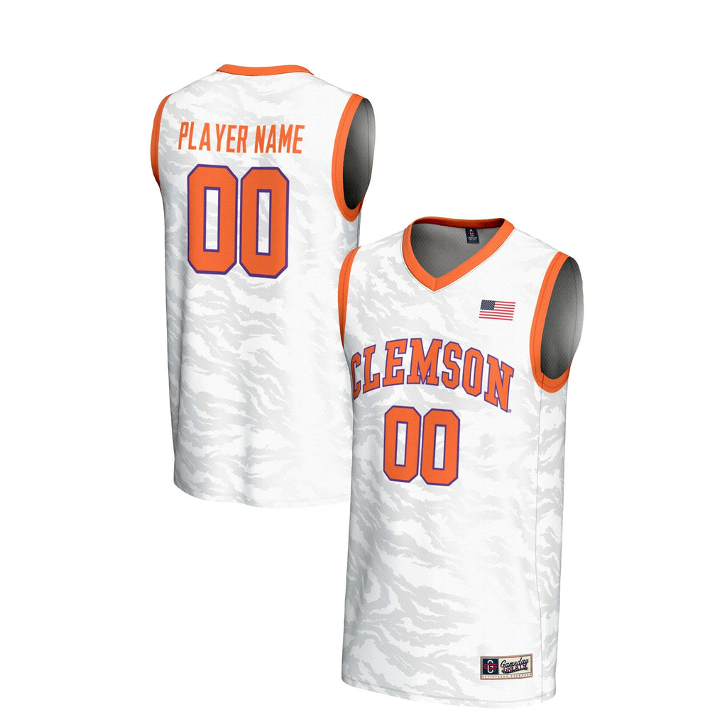 Clemson Tigers NIL Pick-A-Player Basketball Lightweight Jersey - White product image 1, provided for visual reference and